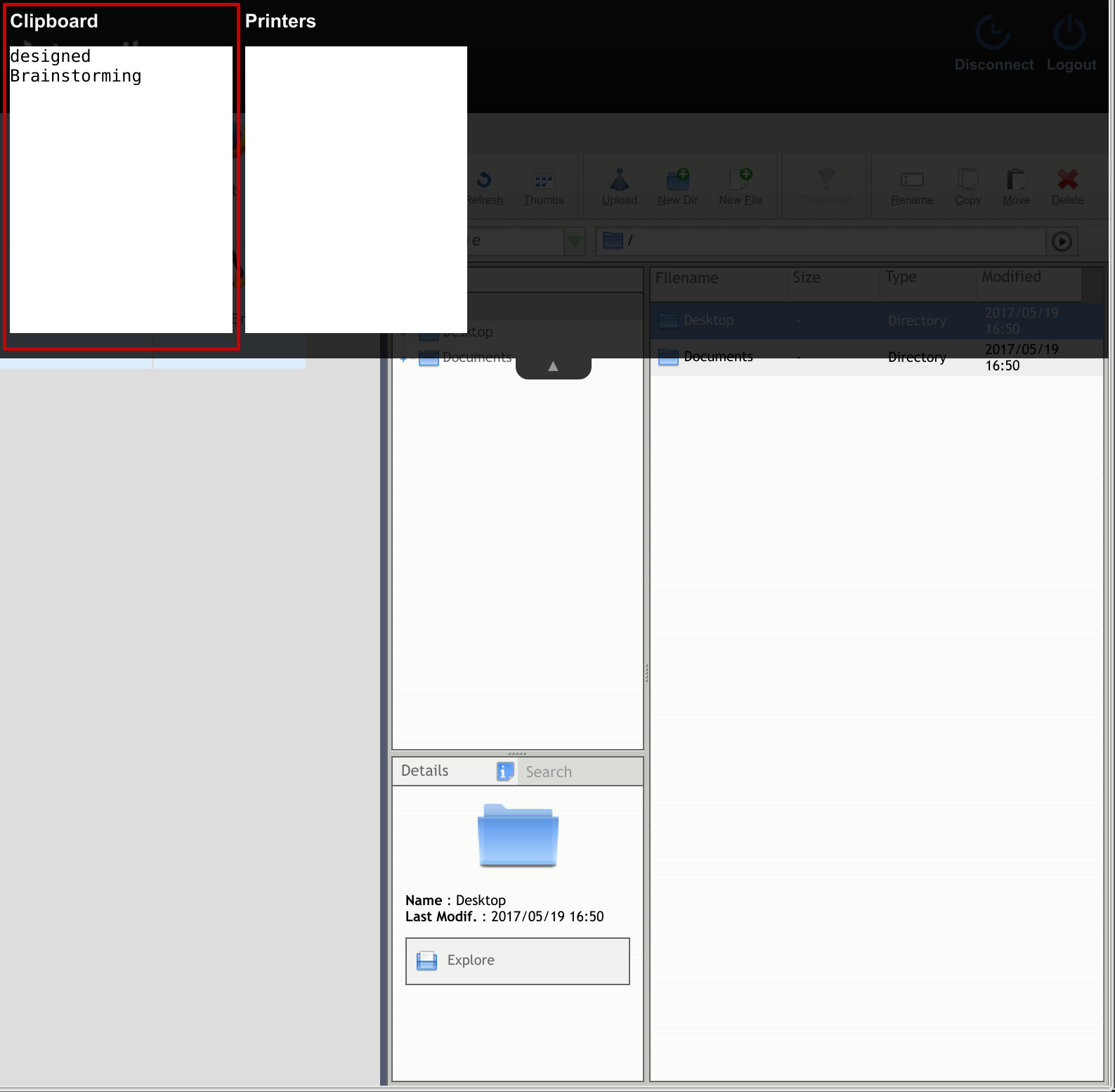 Clipboard on portal mode