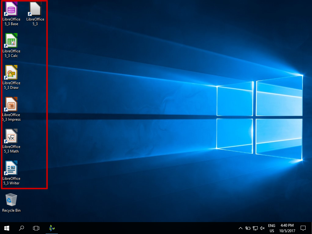 Shortcuts integrated on the local desktop